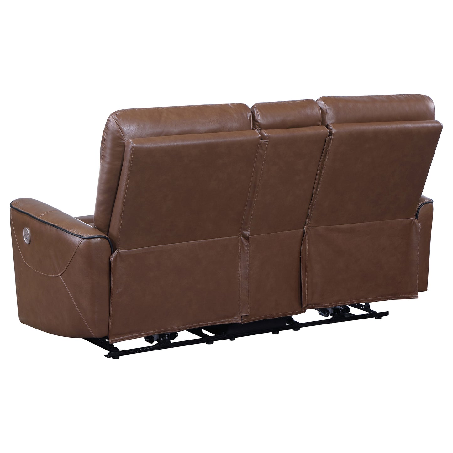 Greenfield Upholstered Power Reclining Loveseat Saddle Brown - Discount Furniture Connection