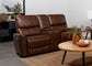 Greenfield Upholstered Power Reclining Loveseat Saddle Brown - Discount Furniture Connection