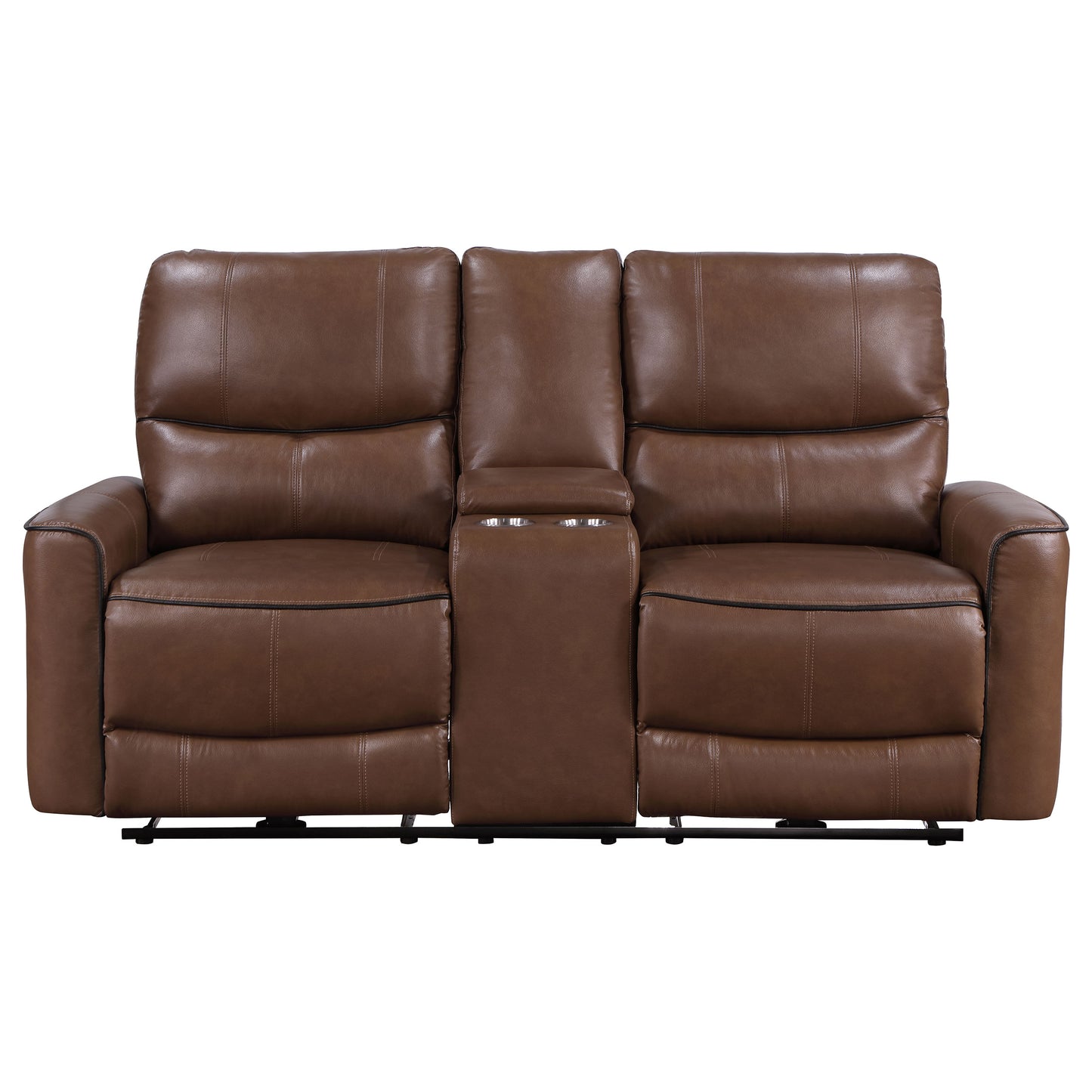 Greenfield Upholstered Power Reclining Loveseat Saddle Brown - Discount Furniture Connection