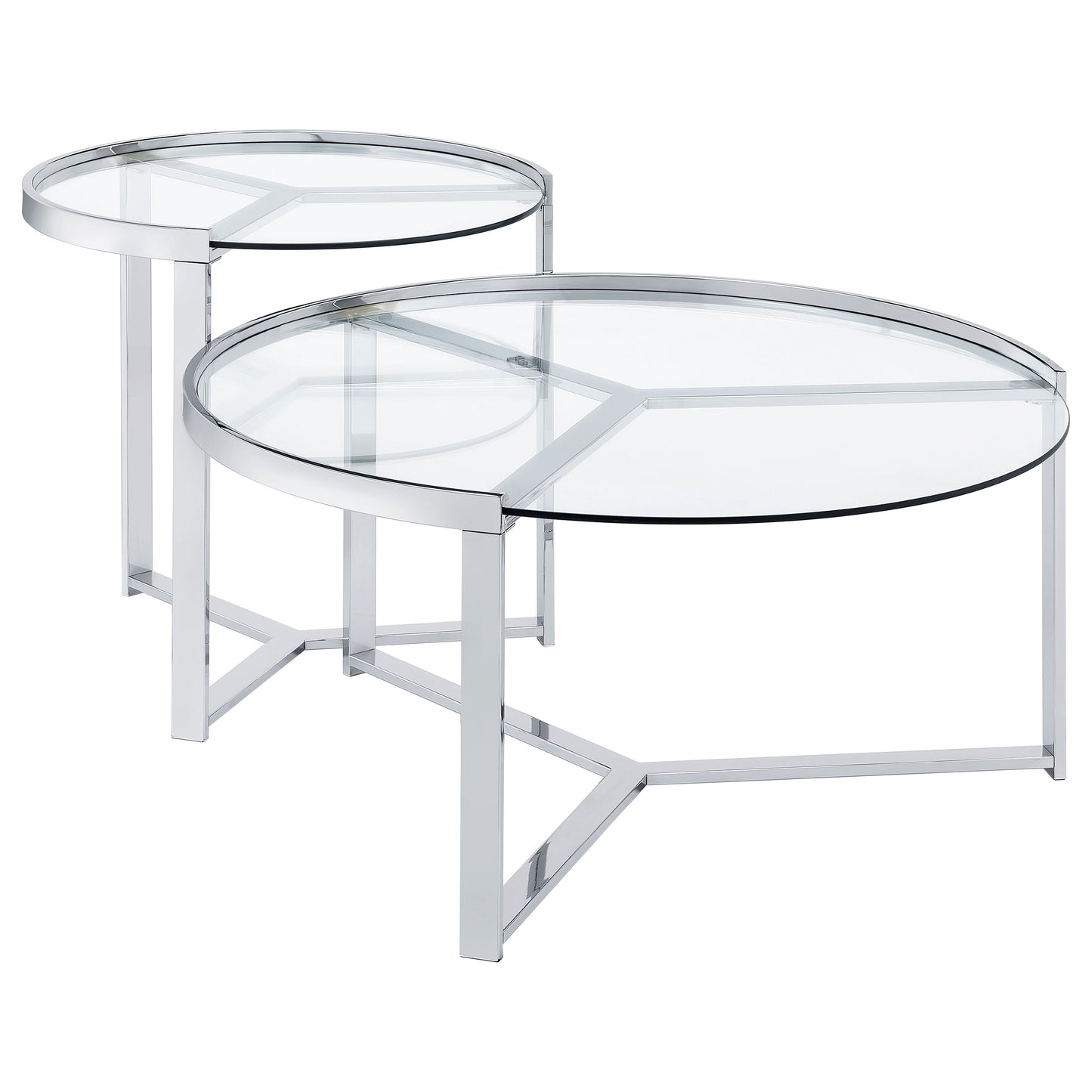 Delia 2-Piece Round Glass Top Nesting Coffee Table Chrome - Discount Furniture Connection