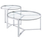 Delia 2-Piece Round Glass Top Nesting Coffee Table Chrome - Discount Furniture Connection