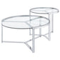 Delia 2-Piece Round Glass Top Nesting Coffee Table Chrome - Discount Furniture Connection