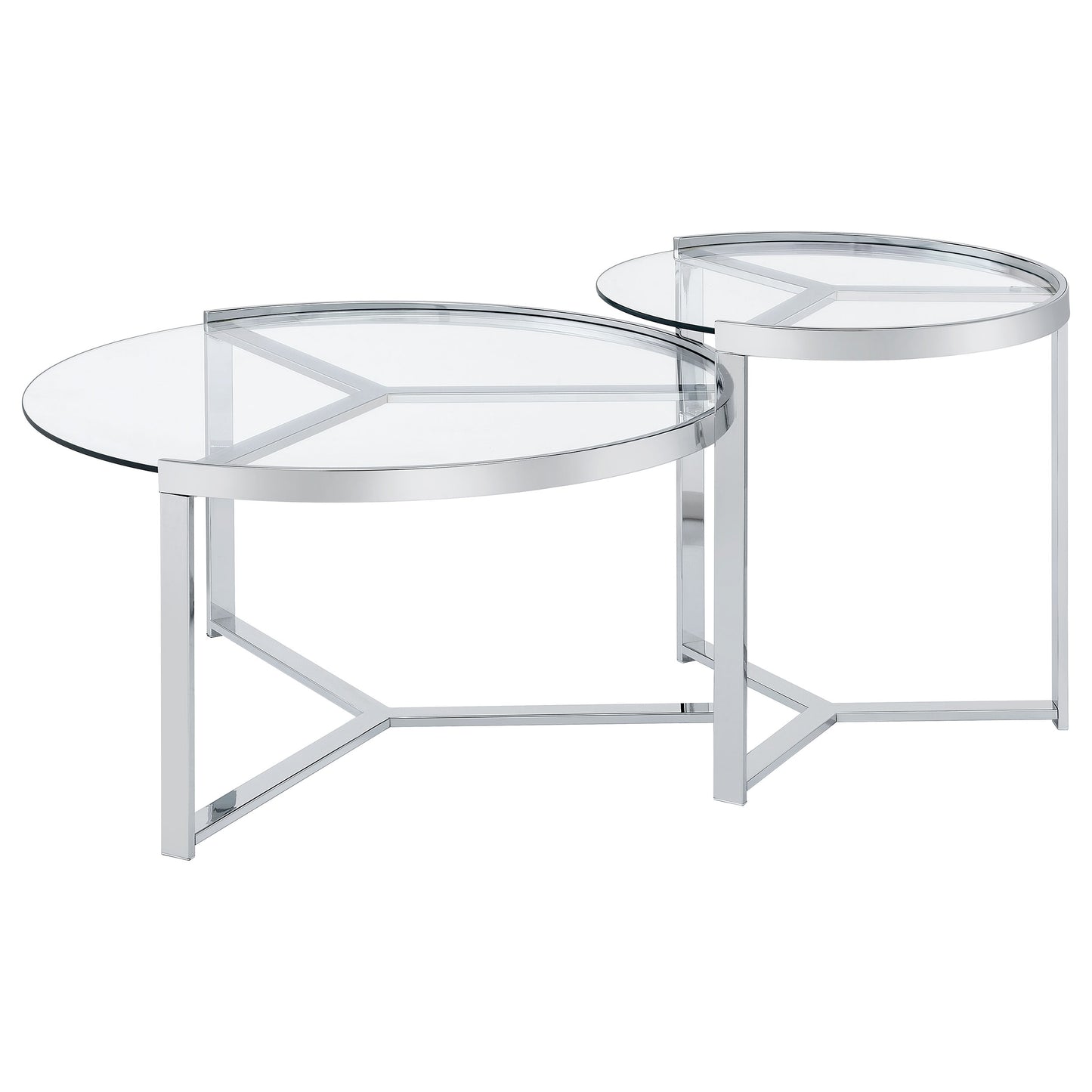Delia 2-Piece Round Glass Top Nesting Coffee Table Chrome - Discount Furniture Connection