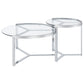 Delia 2-Piece Round Glass Top Nesting Coffee Table Chrome - Discount Furniture Connection
