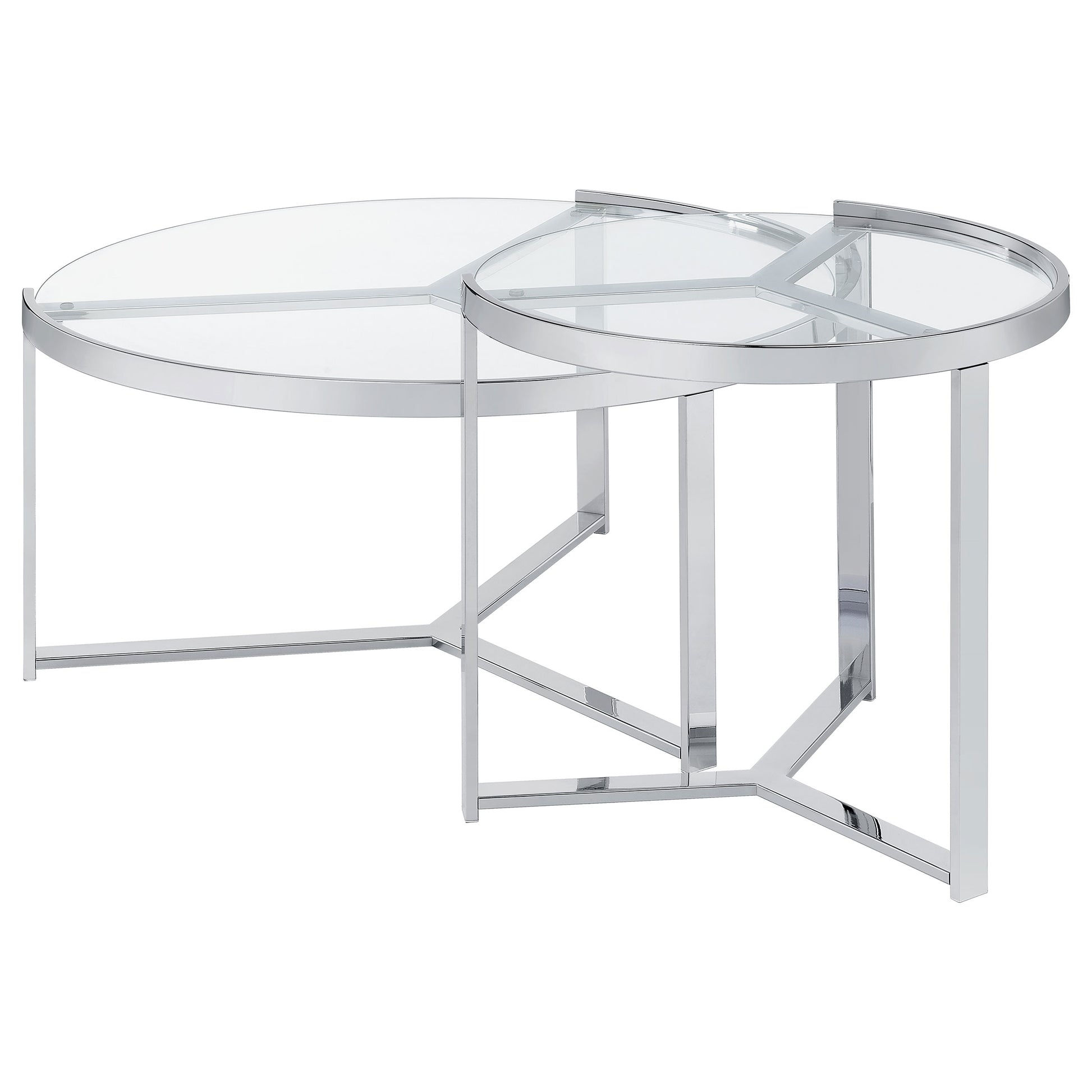 Delia 2-Piece Round Glass Top Nesting Coffee Table Chrome - Discount Furniture Connection