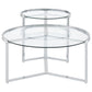 Delia 2-Piece Round Glass Top Nesting Coffee Table Chrome - Discount Furniture Connection