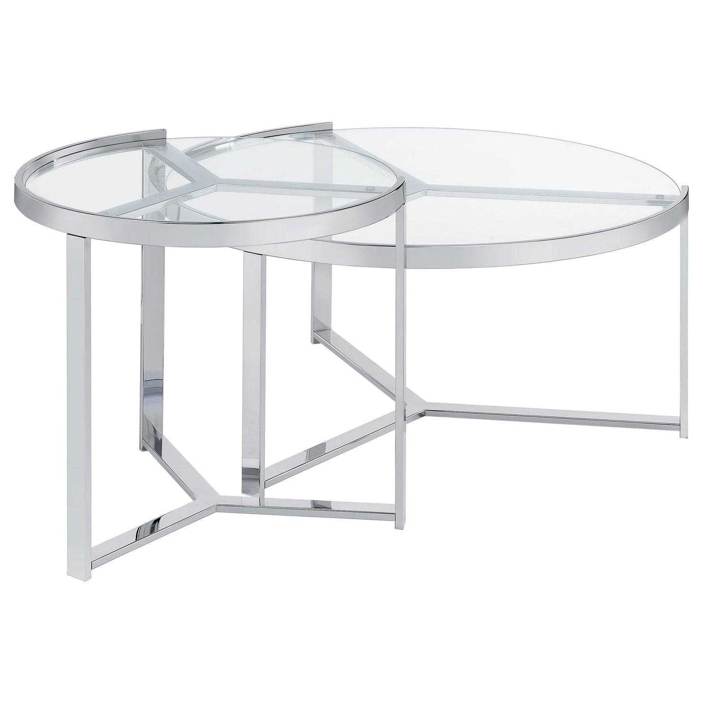 Delia 2-Piece Round Glass Top Nesting Coffee Table Chrome - Discount Furniture Connection