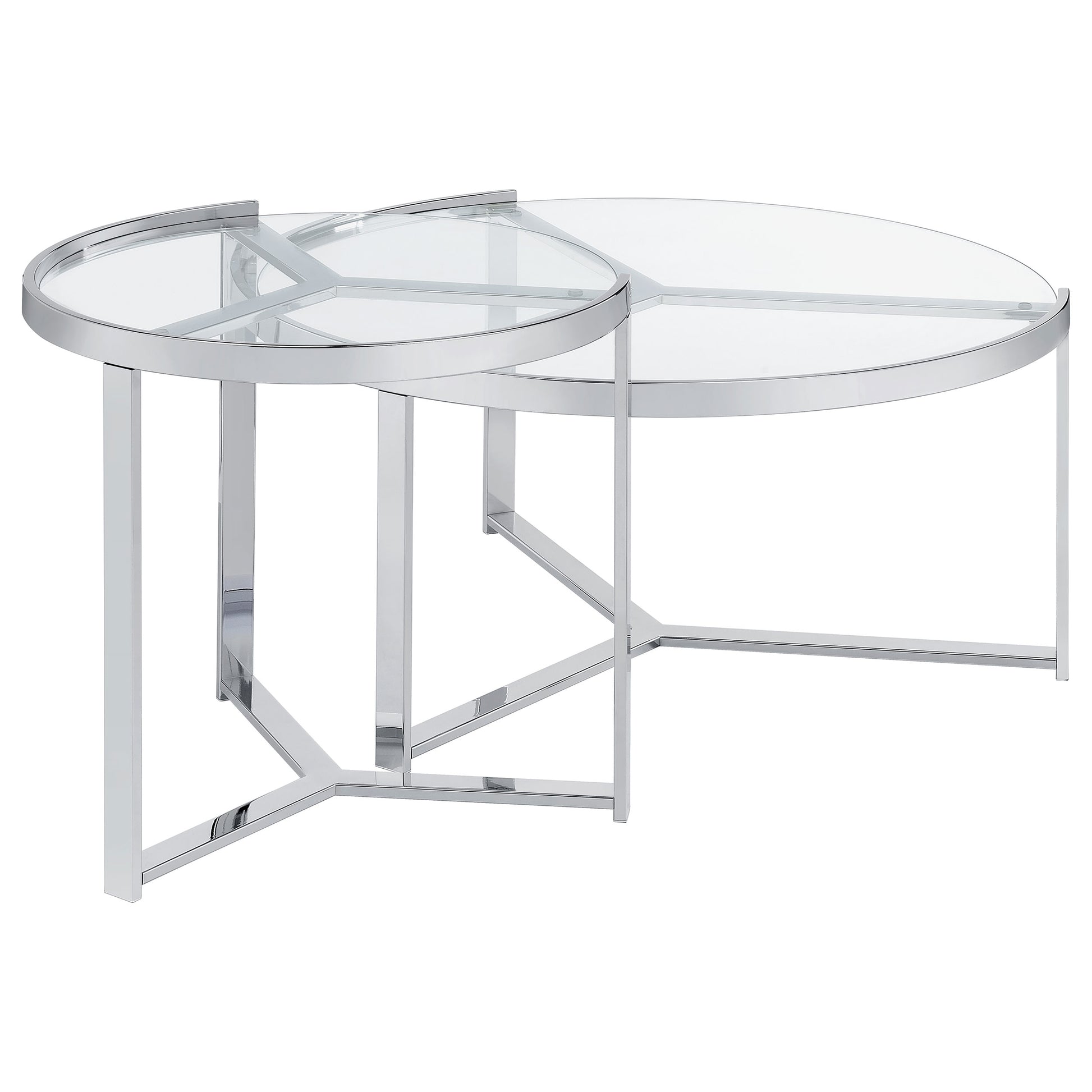 Delia 2-Piece Round Glass Top Nesting Coffee Table Chrome - Discount Furniture Connection