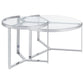 Delia 2-Piece Round Glass Top Nesting Coffee Table Chrome - Discount Furniture Connection