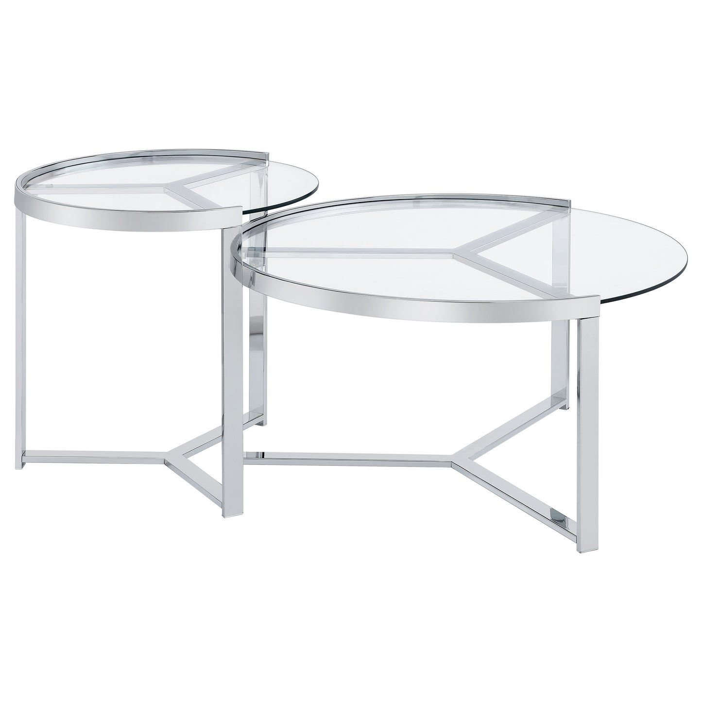 Delia 2-Piece Round Glass Top Nesting Coffee Table Chrome - Discount Furniture Connection