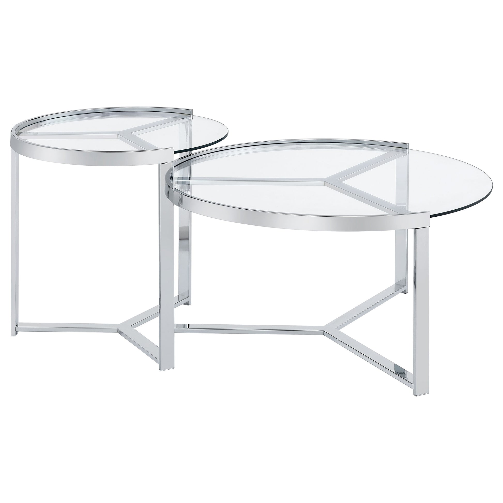 Delia 2-Piece Round Glass Top Nesting Coffee Table Chrome - Discount Furniture Connection