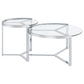 Delia 2-Piece Round Glass Top Nesting Coffee Table Chrome - Discount Furniture Connection