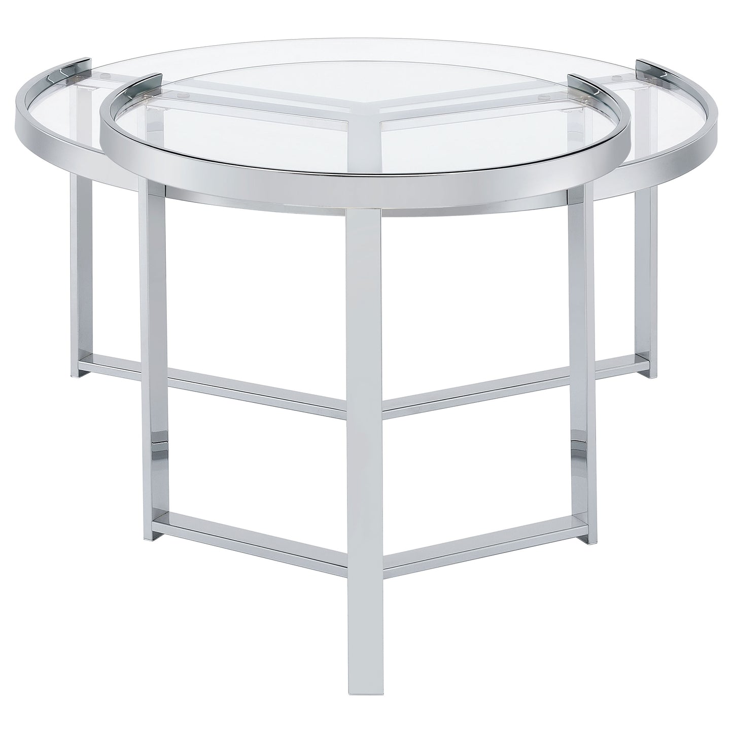Delia 2-Piece Round Glass Top Nesting Coffee Table Chrome - Discount Furniture Connection