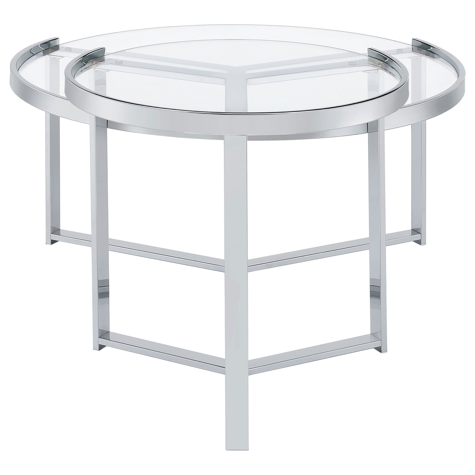 Delia 2-Piece Round Glass Top Nesting Coffee Table Chrome - Discount Furniture Connection