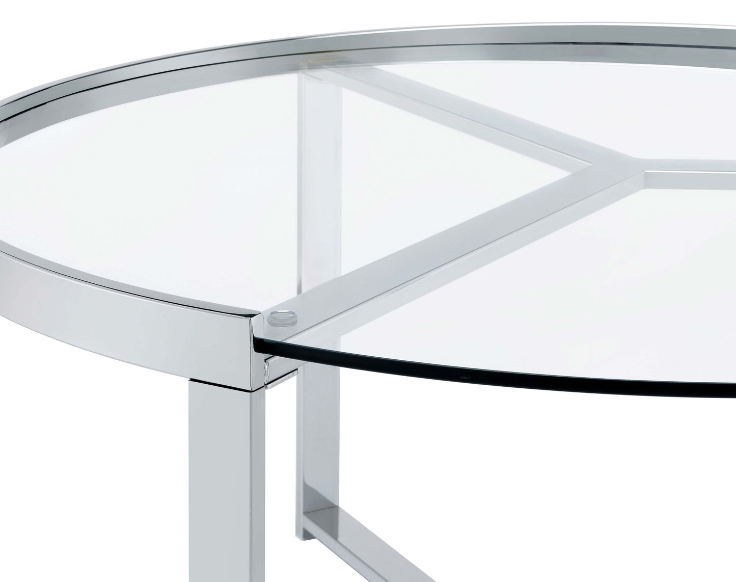 Delia 2-Piece Round Glass Top Nesting Coffee Table Chrome - Discount Furniture Connection
