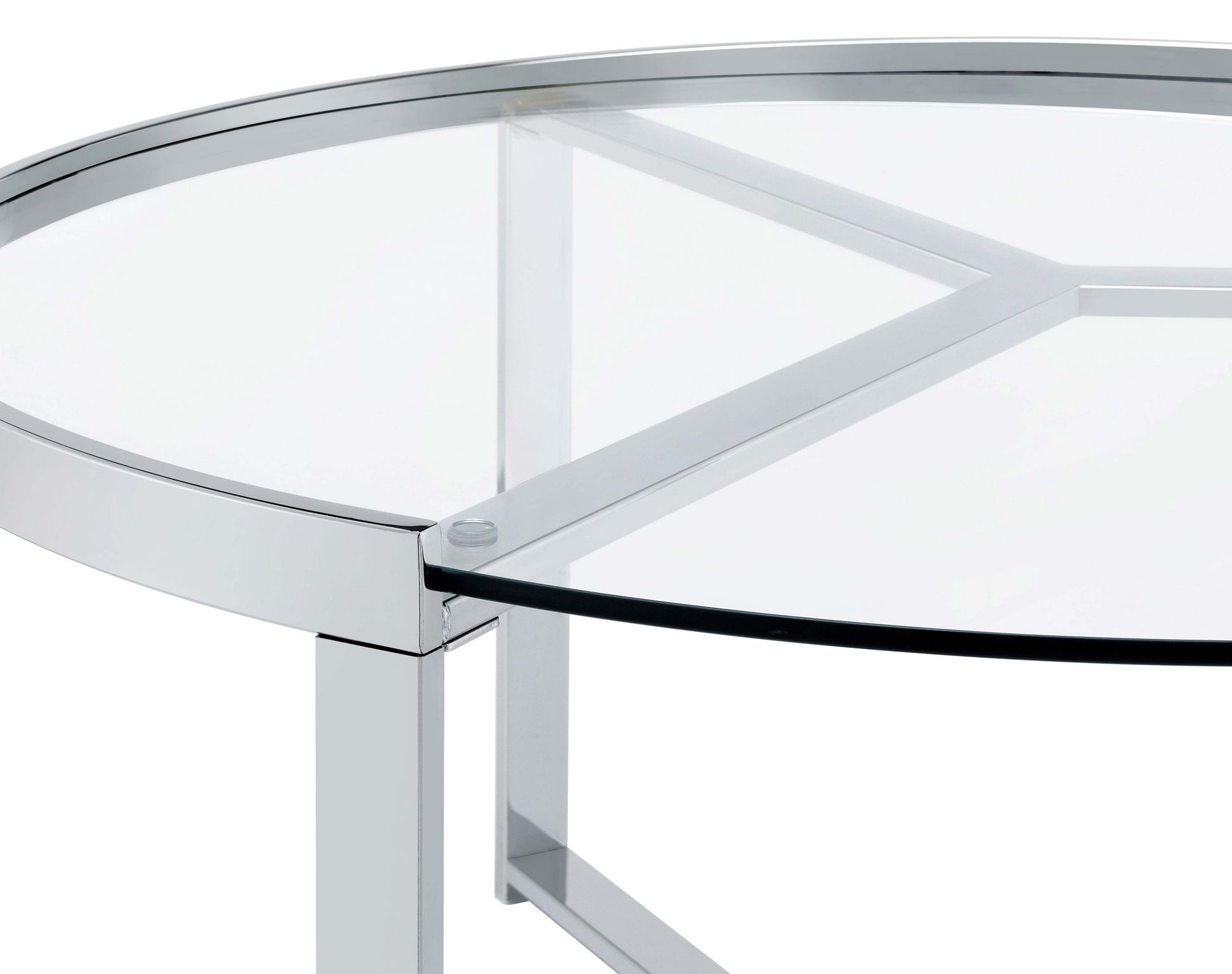 Delia 2-Piece Round Glass Top Nesting Coffee Table Chrome - Discount Furniture Connection