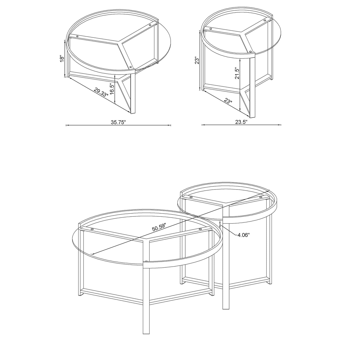 Delia 2-Piece Round Glass Top Nesting Coffee Table Chrome - Discount Furniture Connection