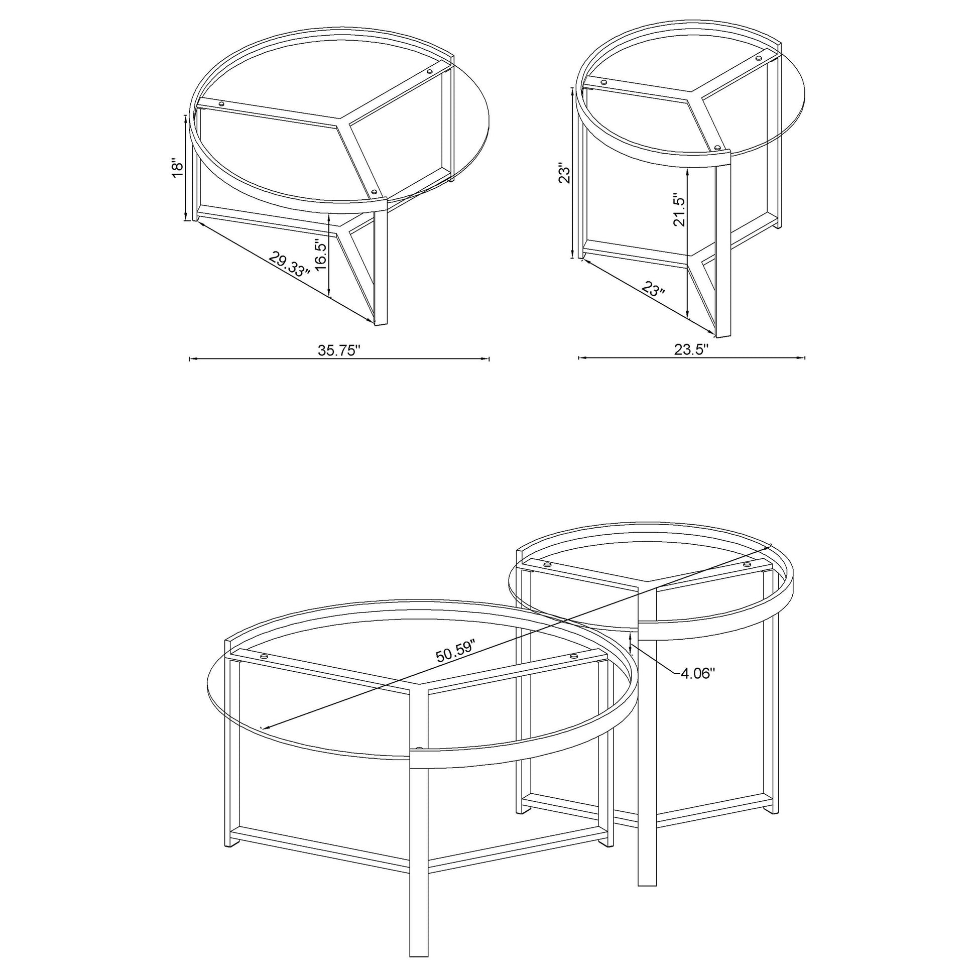 Delia 2-Piece Round Glass Top Nesting Coffee Table Chrome - Discount Furniture Connection
