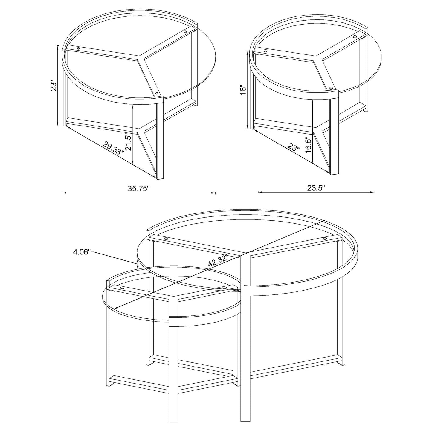 Delia 2-Piece Round Glass Top Nesting Coffee Table Chrome - Discount Furniture Connection