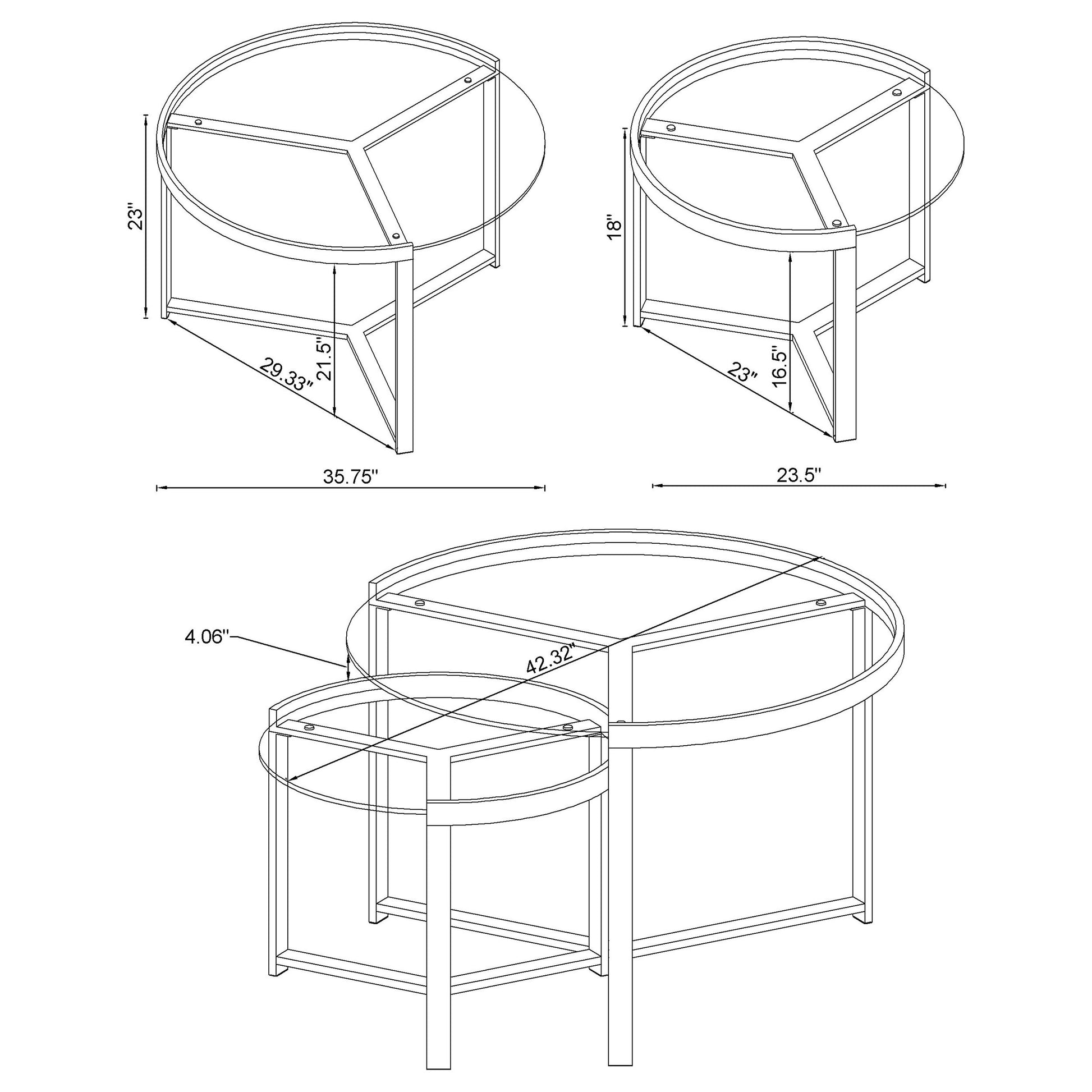 Delia 2-Piece Round Glass Top Nesting Coffee Table Chrome - Discount Furniture Connection