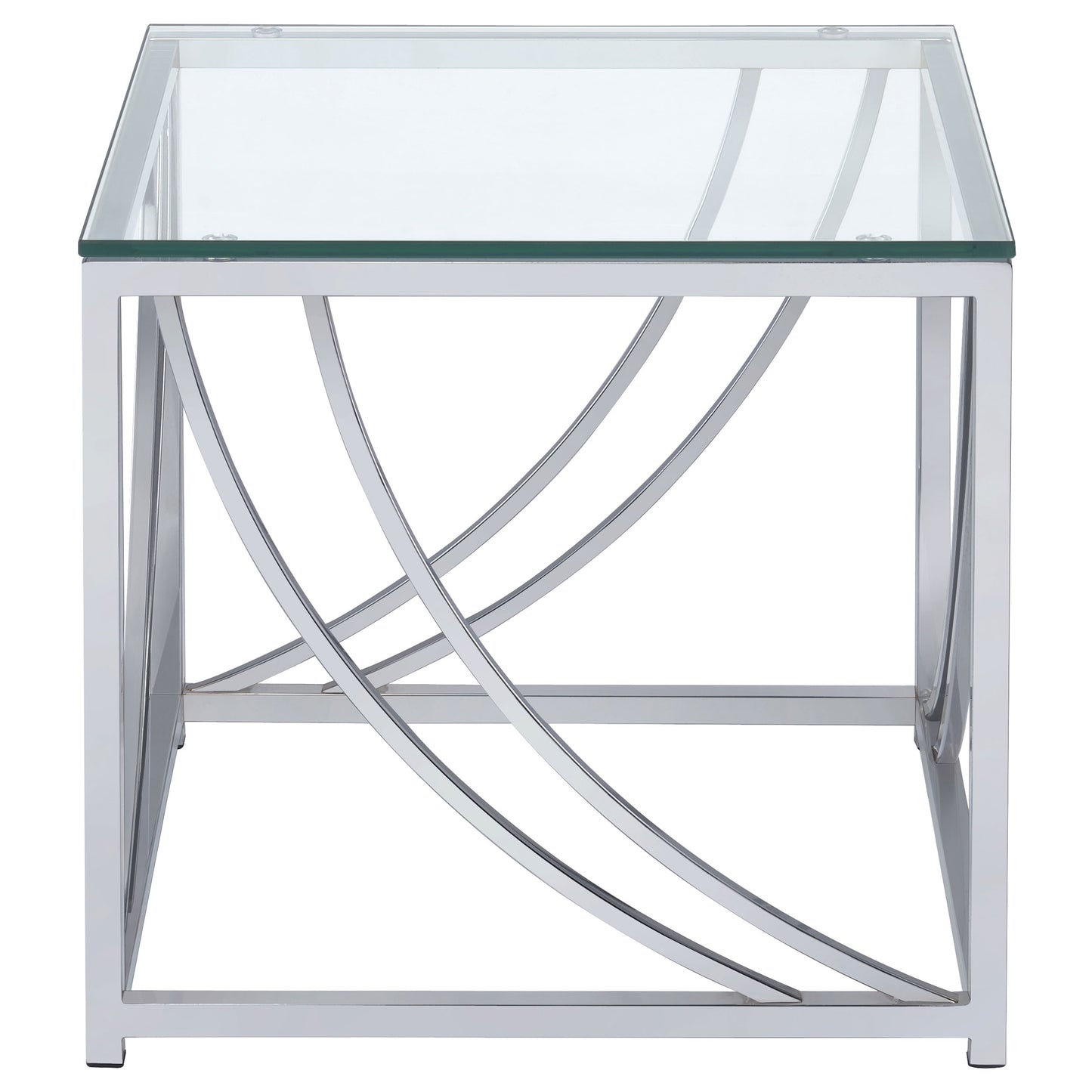 Lille Square Glass Top Side End Table Chrome - Discount Furniture Connection
