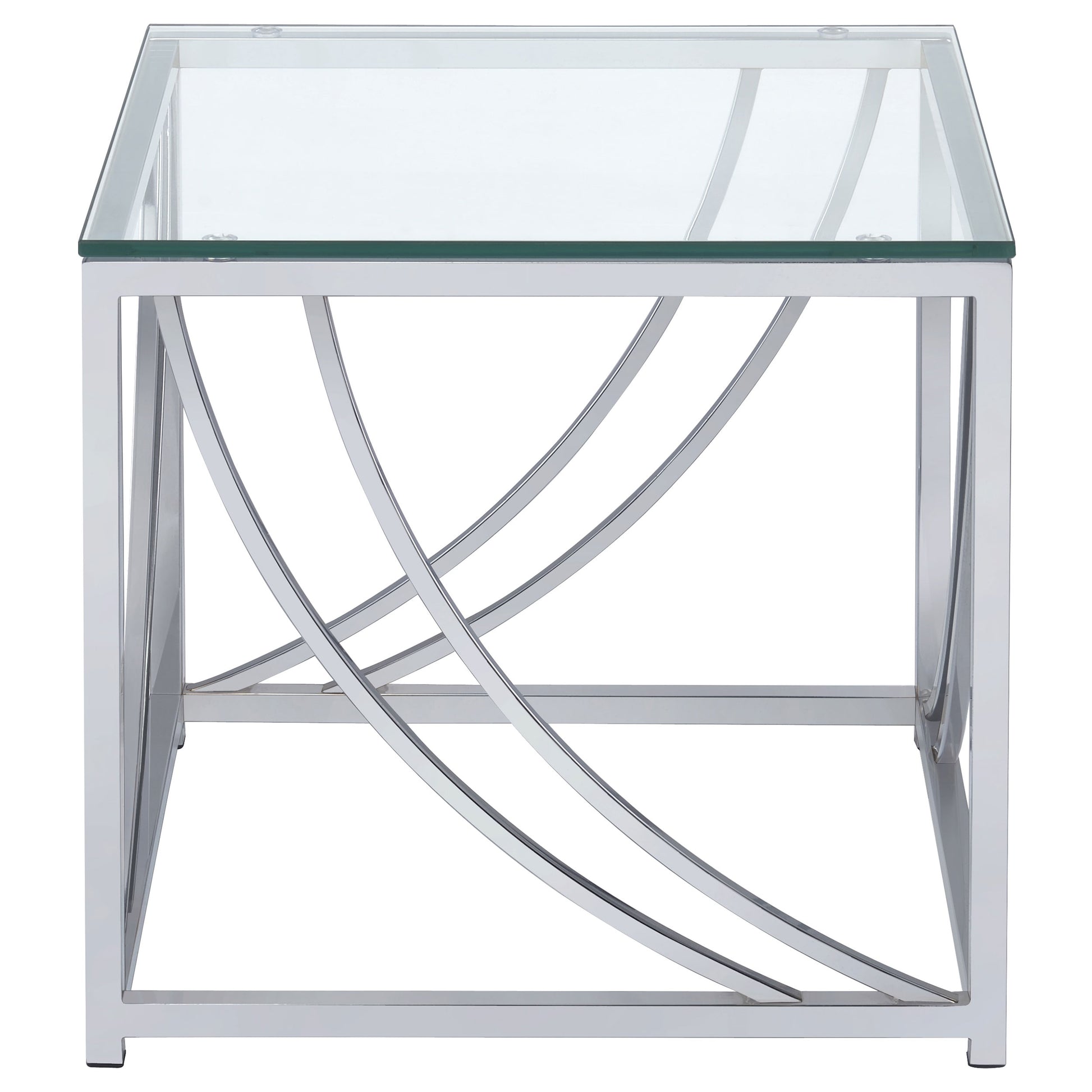 Lille Square Glass Top Side End Table Chrome - Discount Furniture Connection