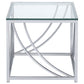 Lille Square Glass Top Side End Table Chrome - Discount Furniture Connection