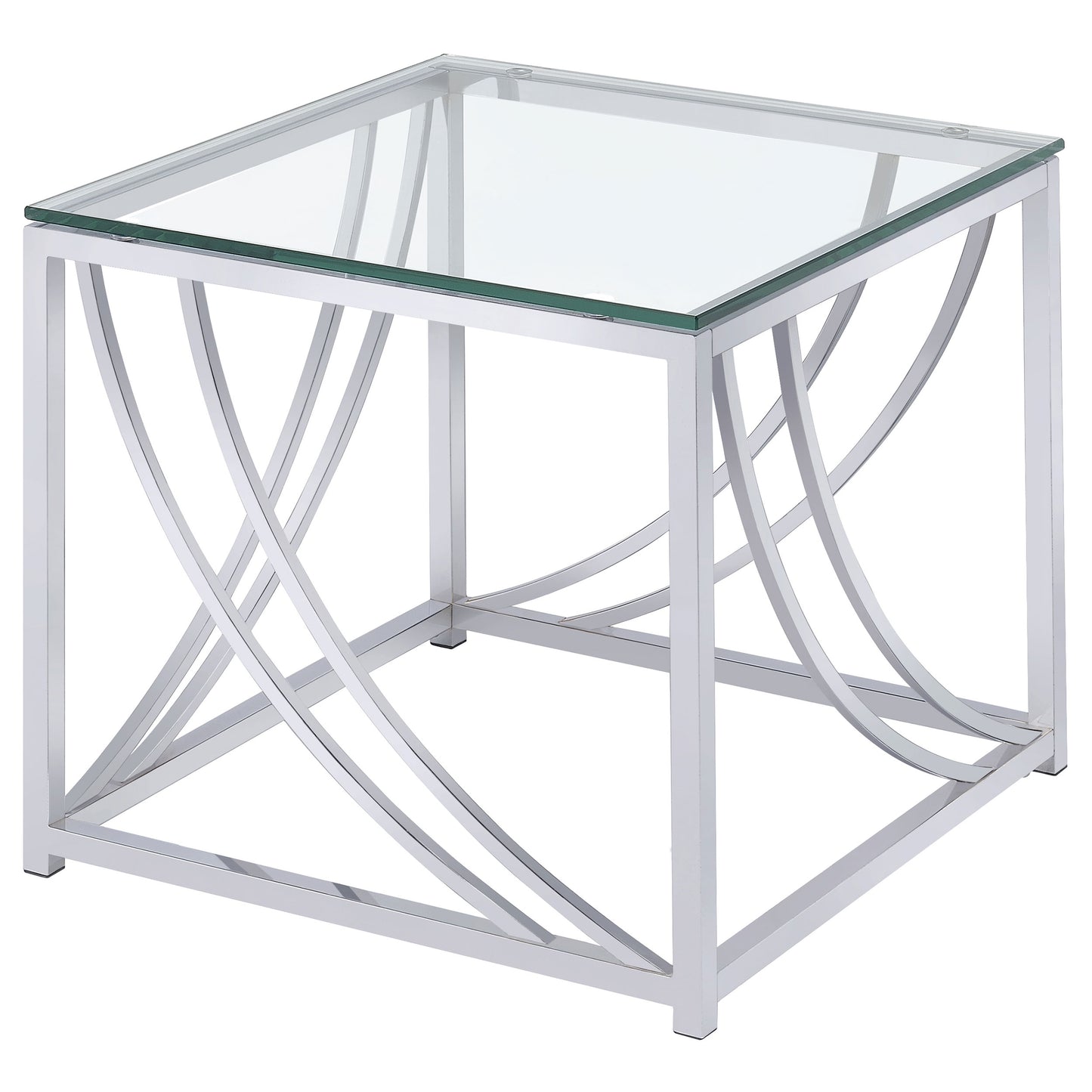 Lille Square Glass Top Side End Table Chrome - Discount Furniture Connection