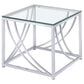 Lille Square Glass Top Side End Table Chrome - Discount Furniture Connection