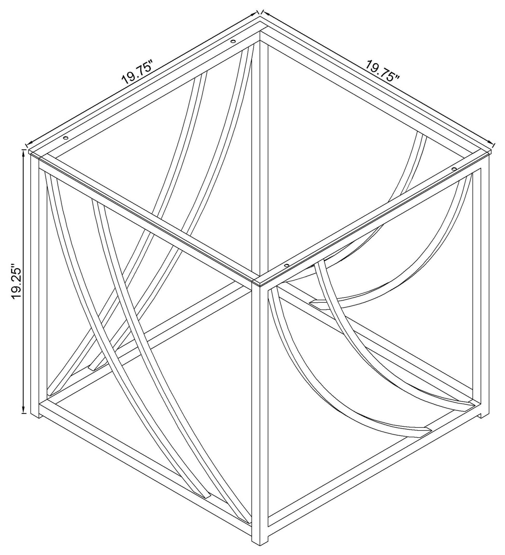 Lille Square Glass Top Side End Table Chrome - Discount Furniture Connection