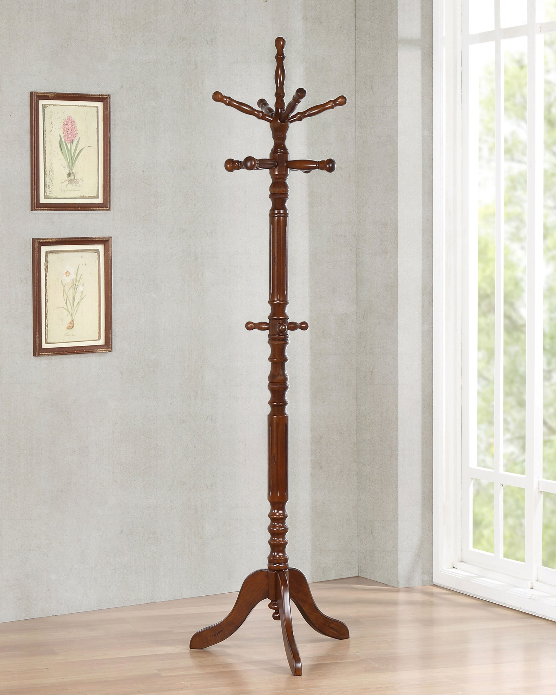 Achelle 11 Hook Freestanding Coat Rack Hat Hanger Tobacco - Discount Furniture Connection